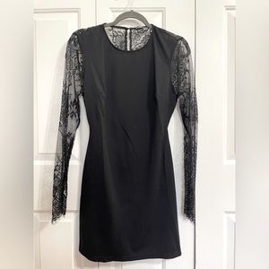SHEIN Black Long Sleeve Lace Mini Dress